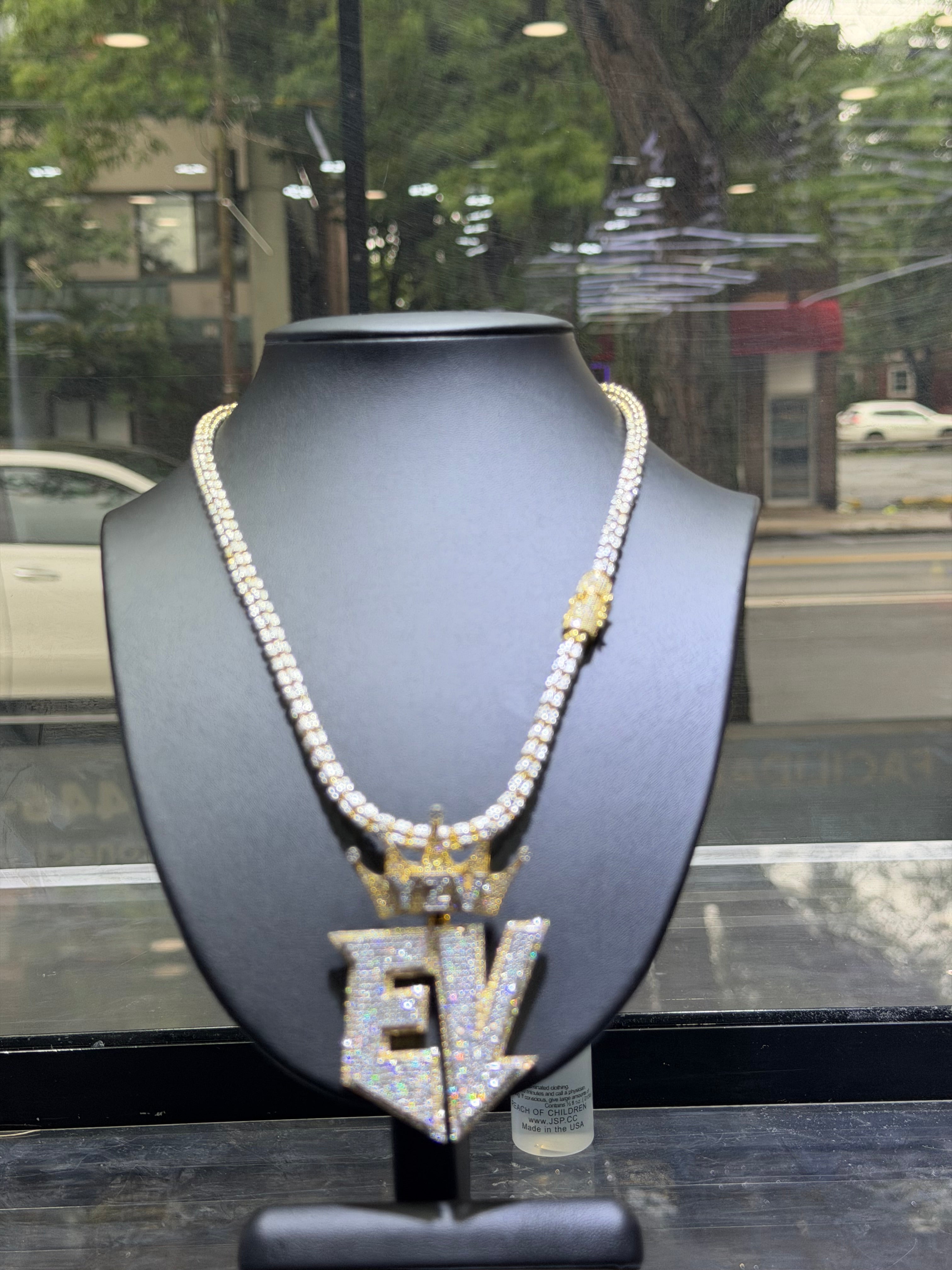 5MM Moissanite lock Ice Cut Chain + Any Name CUSTOM Pendant (Copy)