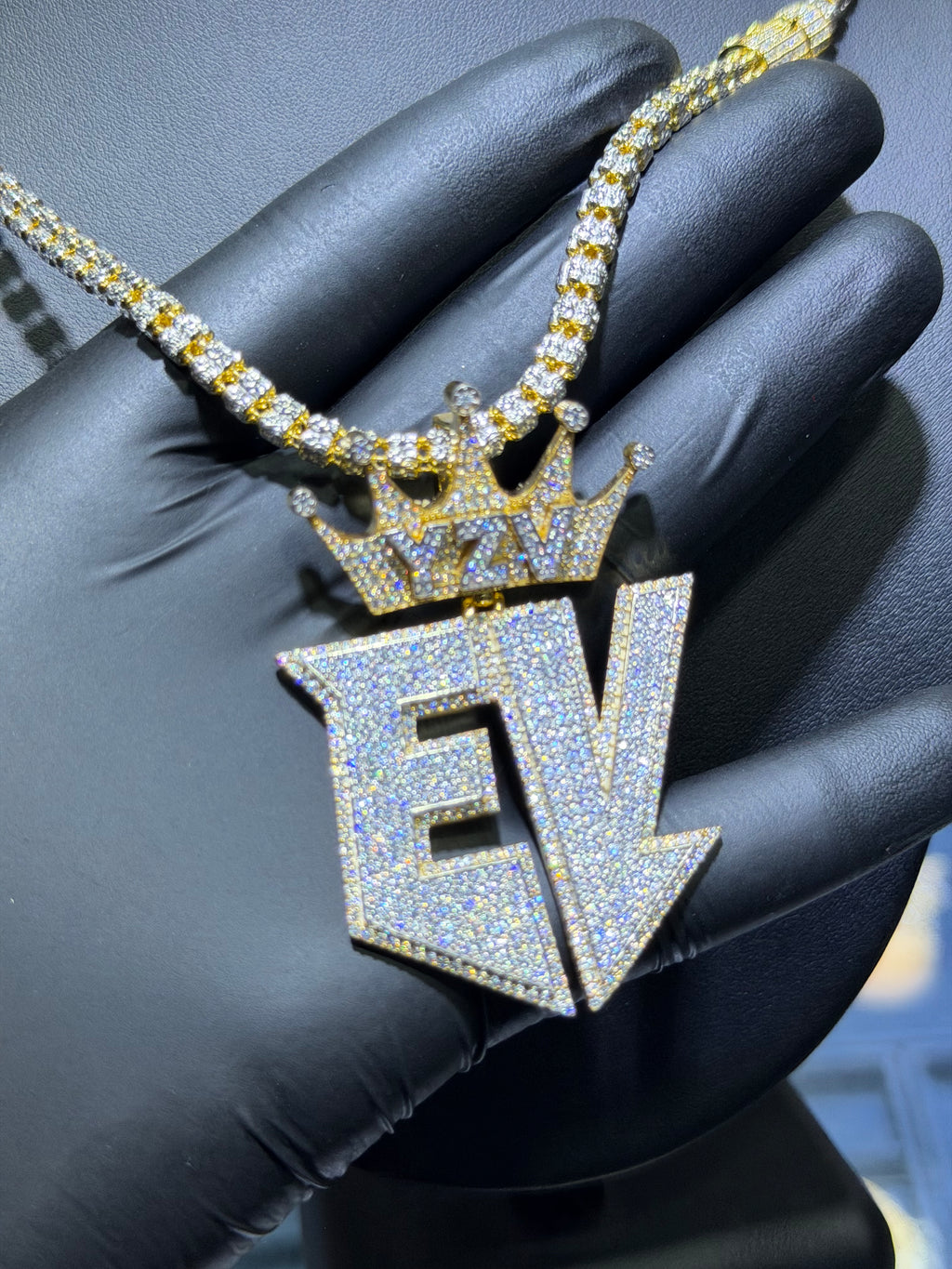 5MM Moissanite lock Ice Cut Chain + Any Name CUSTOM Pendant (Copy)