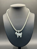 5MM Moon ice cut chain + GOAT Diamond Pendant