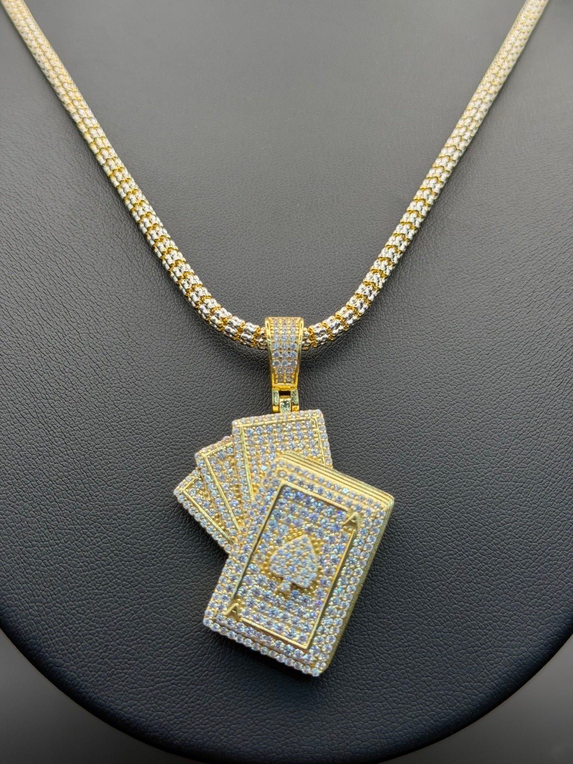 3.5MM Moon Ice Cut Chain inches + Poker Deck Pendant