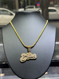 3.5 MM Moon Ice Cut Chain + Any Name CUSTOM Pendant