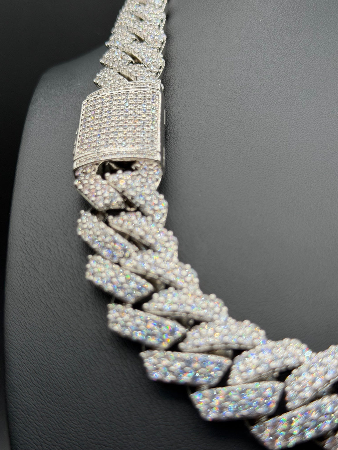 VVS1 Moissanite Cuban Link Chain 20MM with your Name on Lock ( 4-5 weeks to make )