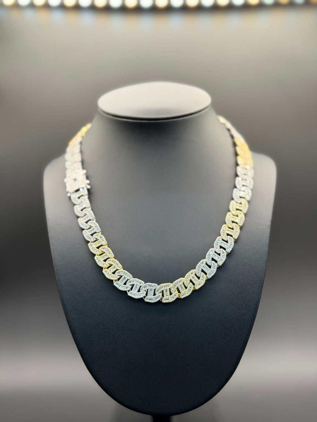 Two Tone VVS1 Moissanite Cuban Mariner Link Chain
