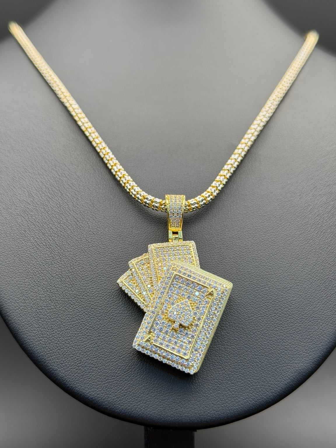 3.5MM Moon Ice Cut Chain inches + Poker Deck Pendant