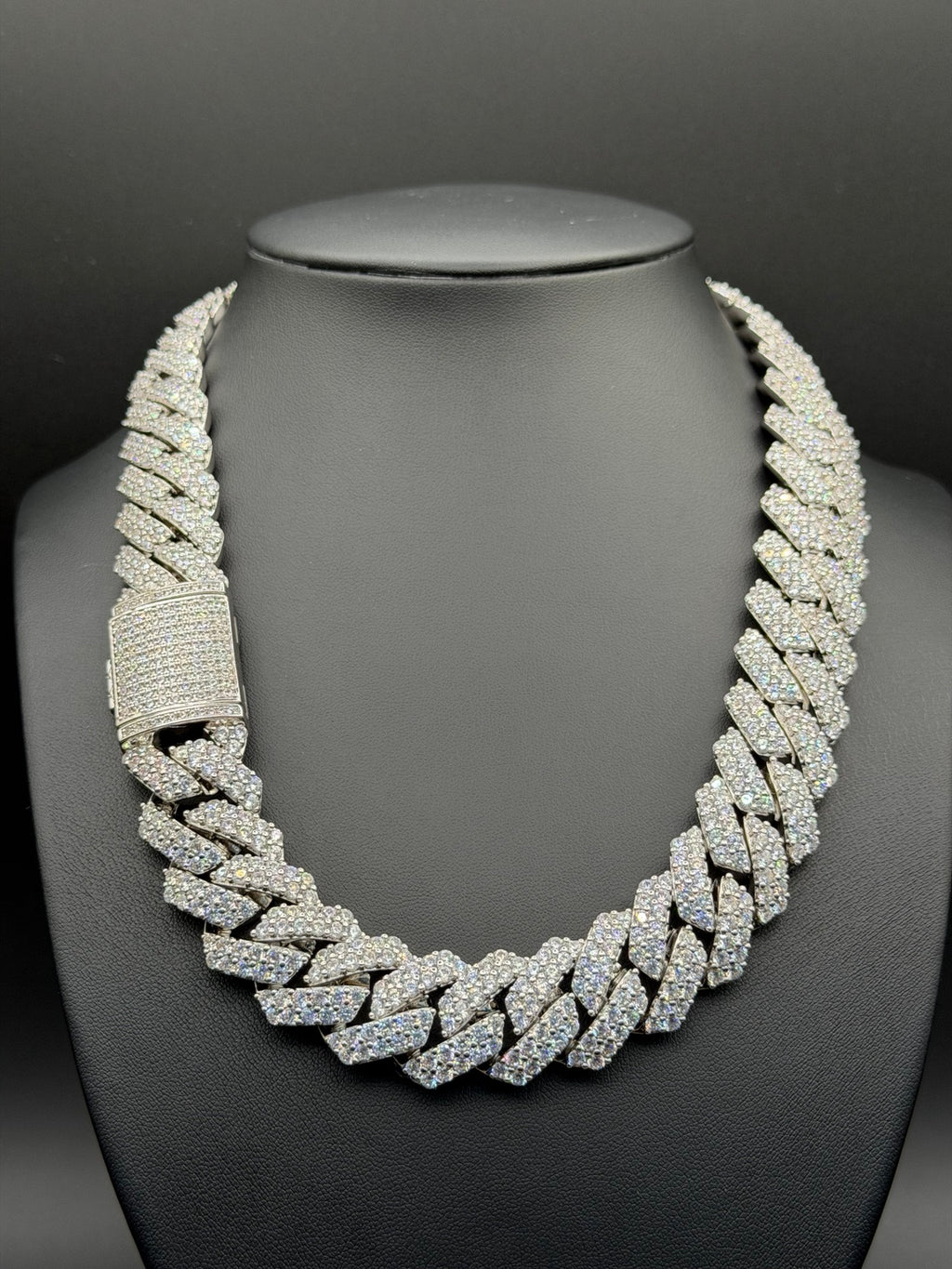 VVS1 Moissanite Cuban Link Chain 20MM with your Name on Lock ( 4-5 weeks to make )
