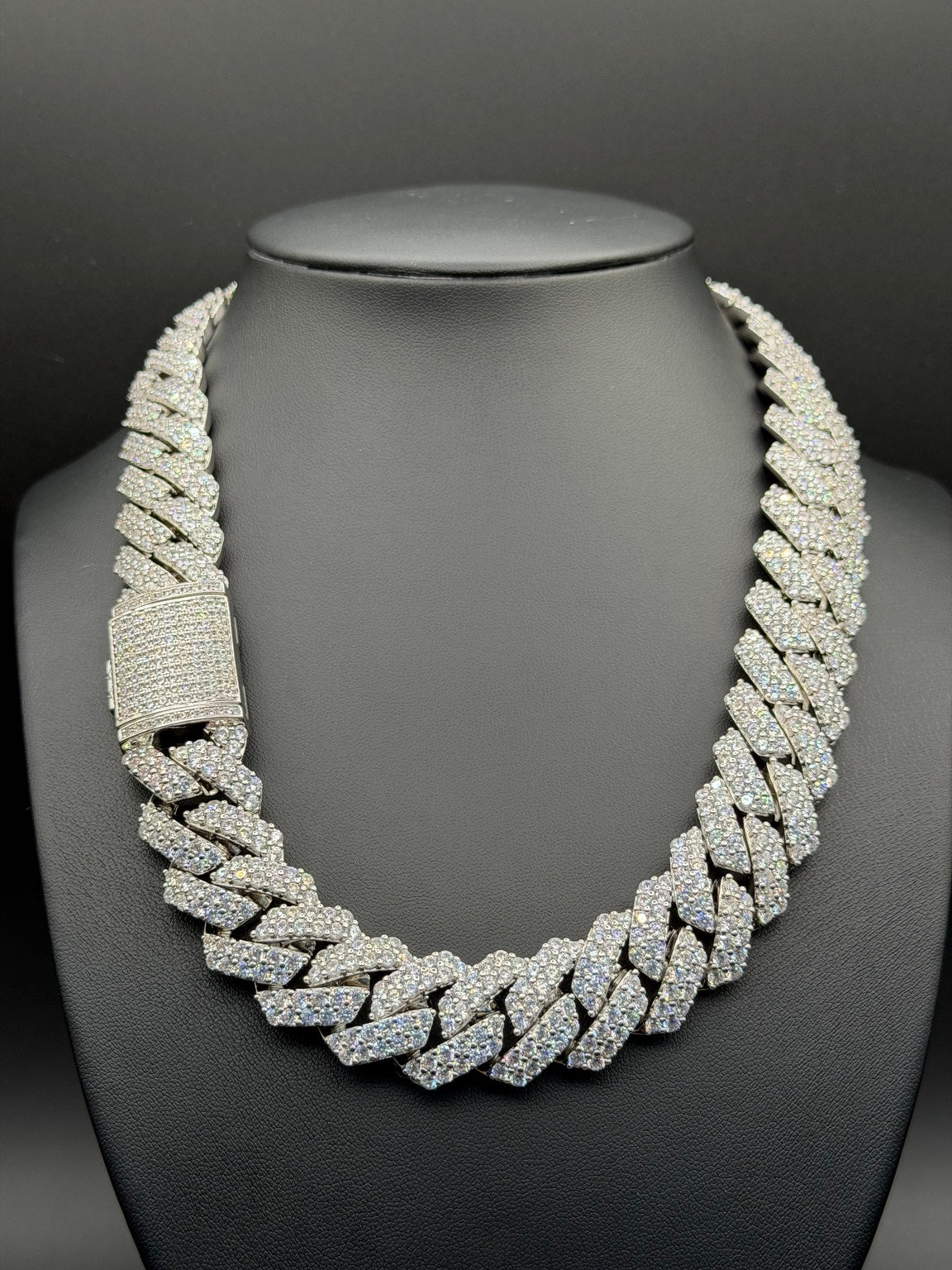 VVS1 Moissanite Cuban Link Chain 20MM with your Name on Lock ( 4-5 weeks to make )