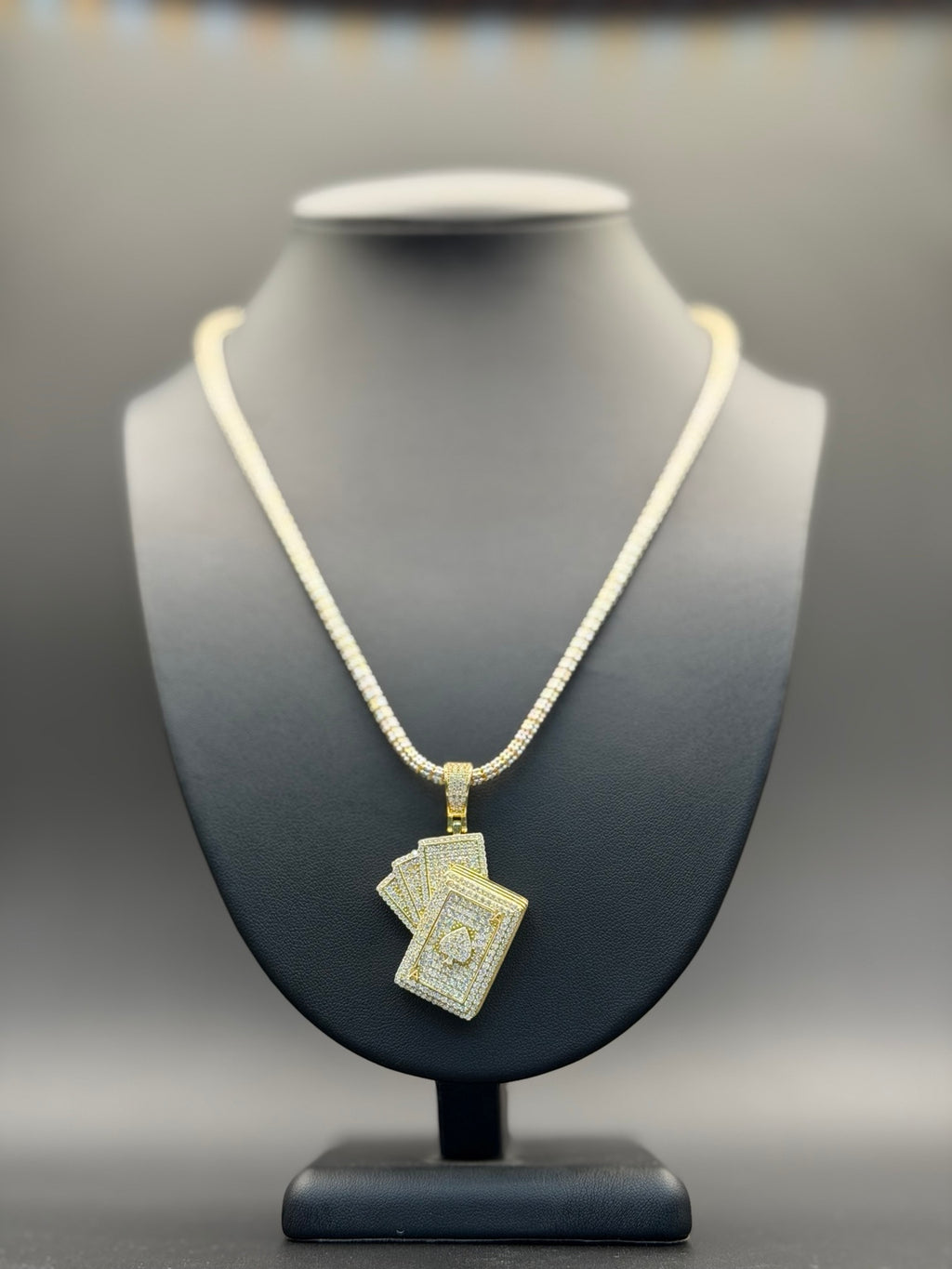 3.5MM Moon Ice Cut Chain inches + Poker Deck Pendant