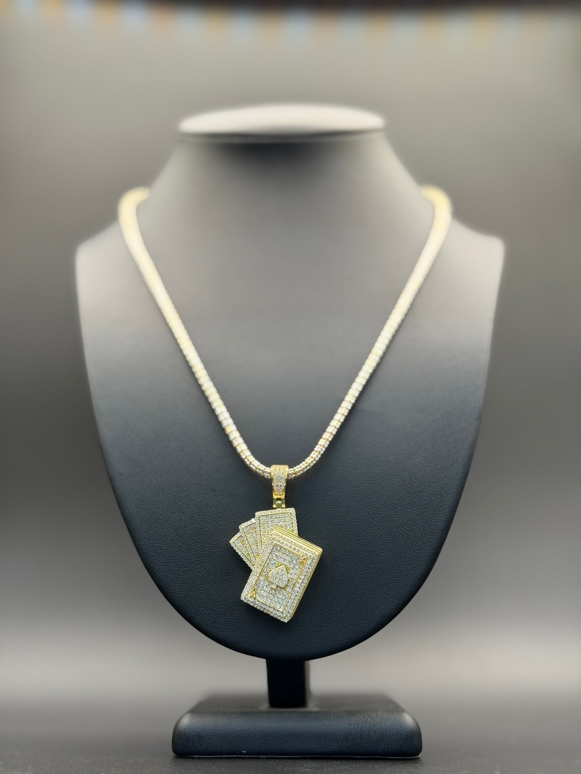 3.5MM Moon Ice Cut Chain inches + Poker Deck Pendant