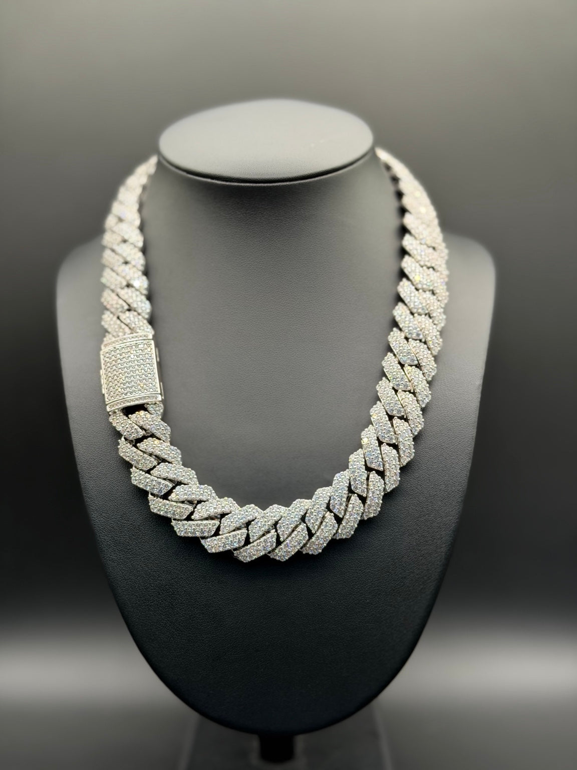 VVS1 Moissanite Cuban Link Chain 20MM with your Name on Lock ( 4-5 weeks to make )